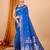 blue banarasi silk blend meenakari zari weaving saree with tassels on pallu