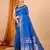 blue banarasi silk blend meenakari zari weaving saree with tassels on pallu