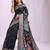 Woven jacquard black linen cotton saree
