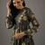 Grey floral printed chanderi silk dress