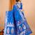 blue banarasi silk blend meenakari zari weaving saree with tassels on pallu