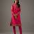 Fuchsia floral embroidered chanderi silk kurta set