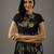 Black floral printed chanderi silk dress