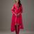 Fuchsia floral embroidered chanderi silk kurta set