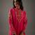 Fuchsia floral embroidered chanderi silk kurta set