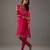 Fuchsia floral embroidered chanderi silk kurta set