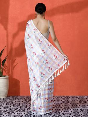 Off white chinon digital printed saree 2