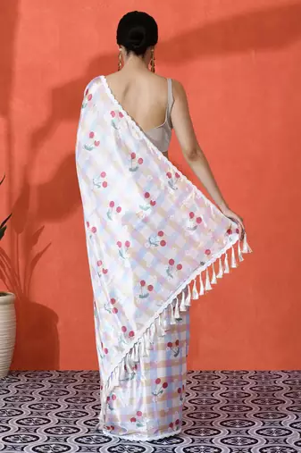 Off white chinon digital printed saree