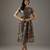 Grey floral printed chanderi silk dress