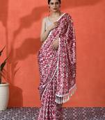 Maroon chinon digital printed saree