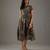 Grey floral printed chanderi silk dress