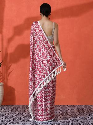 Maroon chinon digital printed saree 2