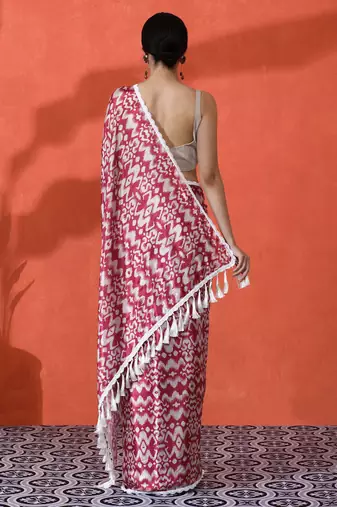 Maroon chinon digital printed saree