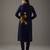 Indigo floral printed chanderi silk kurta set