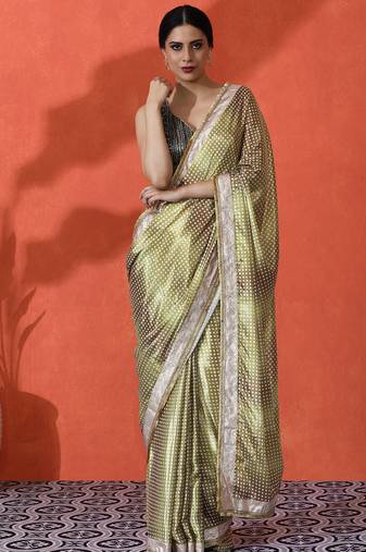 Pista chinon digital printed saree