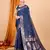 navy_blue banarasi silk blend meenakari zari weaving saree with tassels on pallu
