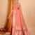 orange banarasi silk blend meenakari zari weaving saree with tassels on pallu