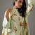 Green floral printed chanderi silk short kurta