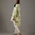 Green floral printed chanderi silk short kurta