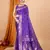 purple banarasi silk blend meenakari zari weaving saree with tassels on pallu