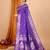 purple banarasi silk blend meenakari zari weaving saree with tassels on pallu