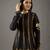 Black floral printed chanderi silk anarkali set