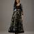 Black floral printed chanderi silk anarkali set