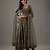 Grey floral printed chanderi silk anarkali set