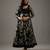 Black floral printed chanderi silk anarkali set
