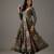 Grey floral printed chanderi silk anarkali set