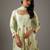 Green floral printed chanderi silk anarkali set