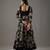 Black floral printed chanderi silk anarkali set
