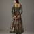Grey floral printed chanderi silk anarkali set