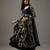 Black floral printed chanderi silk anarkali set