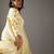 Yellow floral printed chanderi silk anarkali set