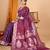 magenta banarasi silk blend meenakari zari weaving saree with tassels on pallu