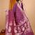 magenta banarasi silk blend meenakari zari weaving saree with tassels on pallu