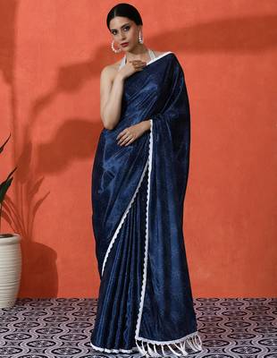Blue chinon digital printed saree 1