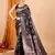 black banarasi silk blend meenakari zari weaving saree with tassels on pallu