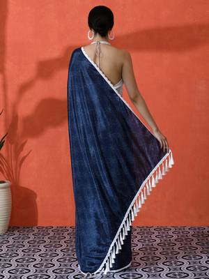 Blue chinon digital printed saree 2
