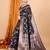 black banarasi silk blend meenakari zari weaving saree with tassels on pallu