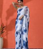 Grey chinon digital printed saree