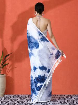 Grey chinon digital printed saree 2