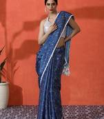 Blue chinon digital printed saree