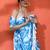 Firozi chinon digital printed saree