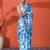 Firozi chinon digital printed saree
