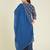 Janasya women's plus size dark blue georgette ajrakh printed embellished anarkali kurta set