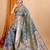 grey banarasi silk blend meenakari zari weaving saree with tassels on pallu