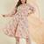 Janasya women's plus size peach pure cotton floral printed zari embroidered anarkali kurta set