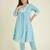 Janasya women's plus size light blue pure cotton embroidered a-line kurta pant set